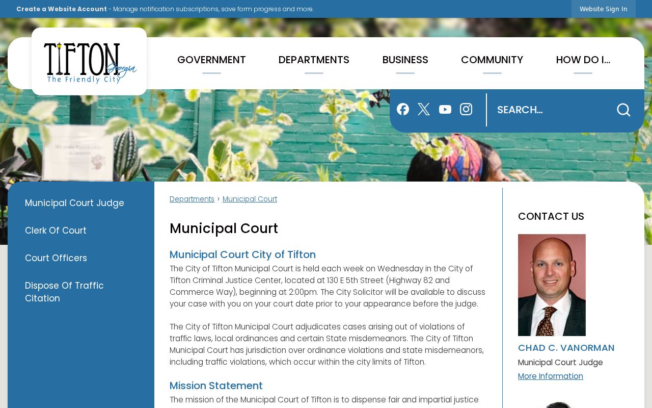 Tift County municipal warrant court contact page