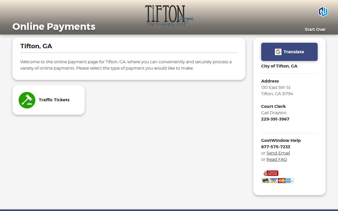 Tift County traffic warrant citation portal